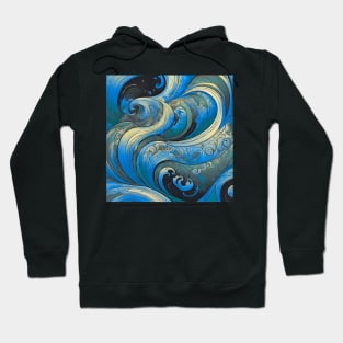 Abstract swirls with marine tones Hoodie